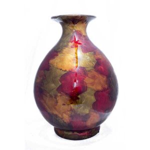 Homeroots.co 319662 17.5 X 17.5 X 23.5 Copper Red And Gold Ceramic Foi