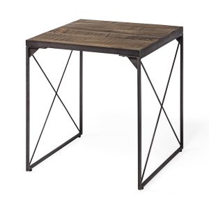 Homeroots.co 380661 Medium Brown Wood Side Table With Square Top And I