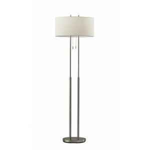 Homeroots.co 372650 Dual Pole Floor Lamp In Brushed Steel Metal