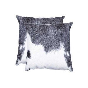 Homeroots.co 317124 18 X 18 X 5 Gray And White Cowhide - Pillow 2-pack