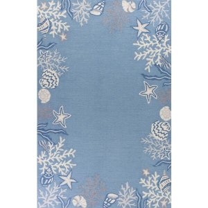 Homeroots.co 353393 2'x4' Polyester Sea Blue Accent Rug