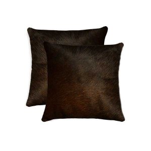 Homeroots.co 317092 18 X 18 X 5 Chocolate, Cowhide - Pillow 2 Pack