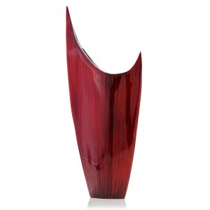 Homeroots.co 354635 Red Glaze And Silver Pointed Vase