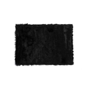 Homeroots.co 294249 24 X 36 X 1.5 Black Faux Rectangular - Area Rug