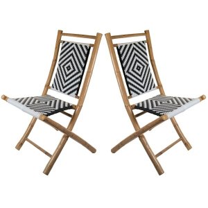 Homeroots.co 383048 Set Of 2 Foldable Armless Chairs In Solid Bamboo F