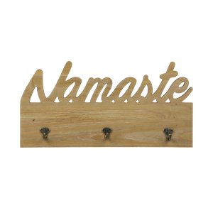 Homeroots.co 376634 Namaste Wooden Wall Decor With Hooks