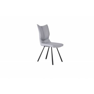 Homeroots.co 370682 White And Light Gray Faux Leather Dining Side Chai