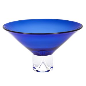 Homeroots.co 375838 12 Mouth Blown Crystal Cobalt Blue Centerpiece Bow