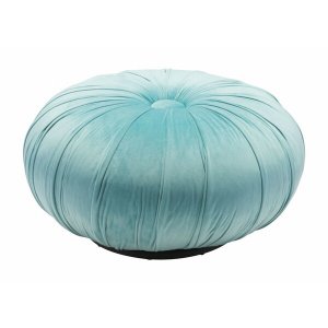 Homeroots.co 364515 25.6 X 25.6 X 13.6 Light Blue, Velvet, Wood, Ottom