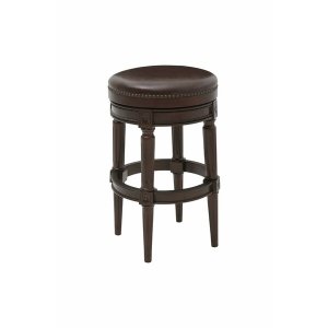 Homeroots.co 380065 Distressed Walnut Finished Bar Height Round  Stool