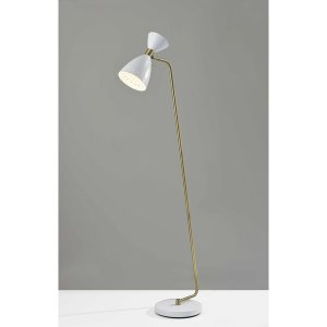 Homeroots.co 372897 Brass Cinch Floor Lamp In White Metal