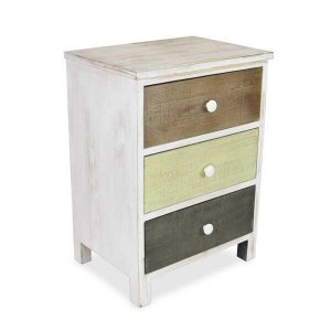 Homeroots.co 379823 Distressed Gray And White Side Cabinet With 3 Draw