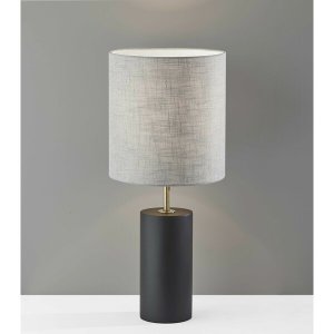 Homeroots.co 372828 Black Wood Circular Block Table Lamp