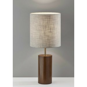 Homeroots.co 372830 Walnut Wood Circular Block Table Lamp