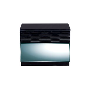 Homeroots.co 384015 Modern Black Nightstand With Geometric Designed Pa