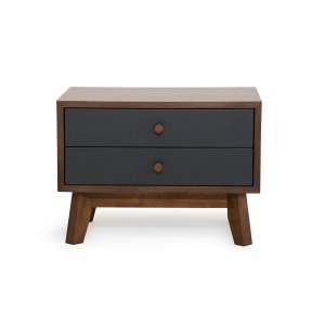 Homeroots.co 283791 16 Grey And Walnut Mdf  Wood  And Veneer Night Sta