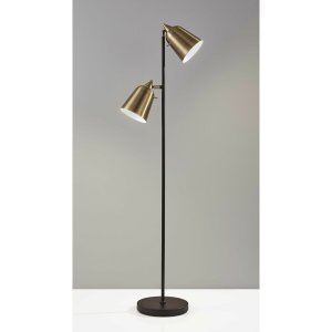 Homeroots.co 372552 Black Metal Floor Lamp With Adjustable Antique Bra