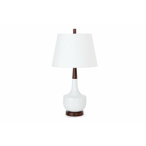 Homeroots.co 376257 Set Of 2 White Ceramic  Wood Retro Table Lamp