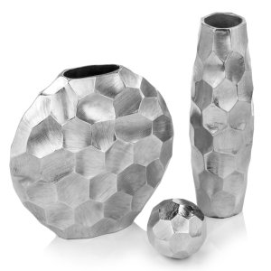 Homeroots.co 354636 Artistic Rough Silver Round Vase