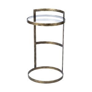 Homeroots.co 380690 Round Glass Top Accent Table With Gold Metal Frame