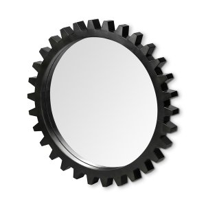 Homeroots.co 376396 37 Round Black Metal Frame Wall Mirror