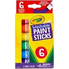 Crayola CYO 546207 Washable Paint Sticks - 6  Pack - Red, Orange, Yell