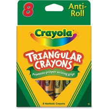 Crayola CYO 524008 Triangular Anti-roll Crayons - Assorted - 8  Box