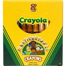 Crayola CYO 52080W Large Multicultural Crayons - Assorted - 8  Box