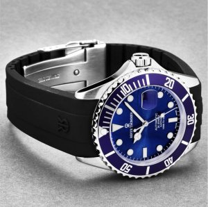 Brav 17571.2828 Revue Thommen 17571.2828 Men's 'diver' Blue Dial Rubbe