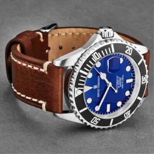 Brav 17571.2523 Revue Thommen 17571.2523 Men's 'diver' Blue Dial Brown