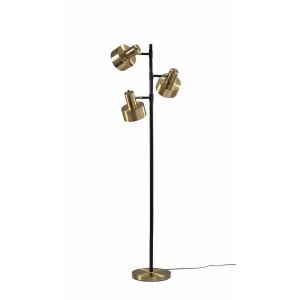 Homeroots.co 372615 Three Light Floor Lamp With Matte Black Pole And A