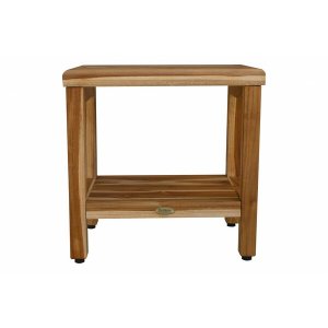 Homeroots.co 376749 18 Contemporary Teak Shower Stool Or Bench With Sh