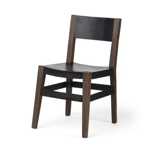 Homeroots.co 380403 Black Iron Seat With Solid Brown Wooden Base Dinin