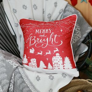 Homeroots.co 376888 Set Of 2 18 Christmas Merry Bright Throw Pillow Co