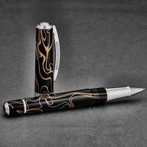 Brav 60173 Visconti  'manhattan Magma' Blackorange Resin Rollerball Pe