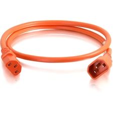 C2g 17530 2ft 14awg Power Cord (iec320c14 To Iec320c13) - Orange - For