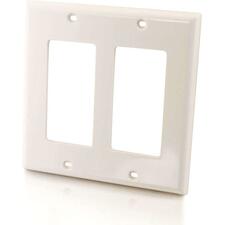 C2g 03728 Two Decorative Style Cutout Double Gang Wall Plate - White -