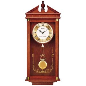 Seiko QXH107BLH Brown Oak Wall Clock With Pendulum  -