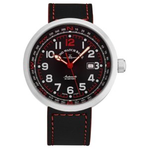 Brav B554-A17 Zeno B554-a17 Men's 'rondo' Black Dial Blackred Leather 