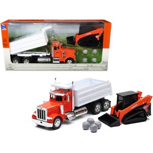 New SS-33383A Peterbilt Dump Truck Kubota Orange And White With Kubota