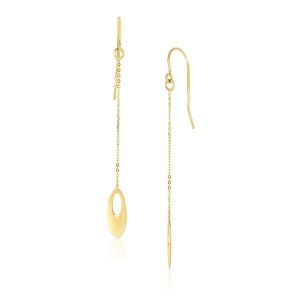 Unbranded 46430 14k Yellow Gold Cutout Oval Chain Dangling Earrings