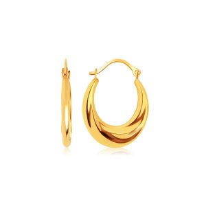 Unbranded 04344 14k Yellow Gold Graduated Oval Hoop Earrings