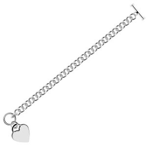 Unbranded 04722-7.25 Sterling Silver Rhodium Plated Rolo Style Heart C