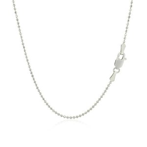 Unbranded 27427-16 14k White Gold Diamond-cut Bead Chain 1.2mm Size: 1