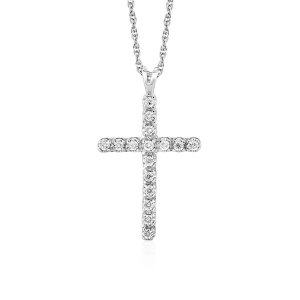 Unbranded 53382-18 Cross Pendant With Diamonds In Sterling Silver Size