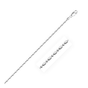 Unbranded 06799-18 14k White Gold Diamond-cut Alternating Bead Chain 1