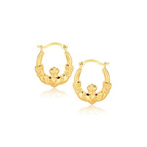 Unbranded 42340 10k Yellow Gold Claddagh Hoop Earrings