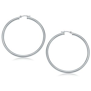 Unbranded 43936 14k White Gold Polished Hoop Earrings (50 Mm)