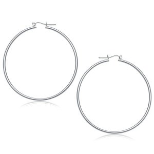 Unbranded 20648 14k White Gold Polished Hoop Earrings (60 Mm)