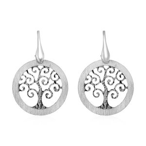 Unbranded 74394 Tree Of Life Cutout Earrings In Sterling Silver